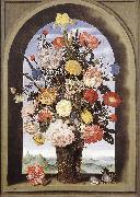 BOSSCHAERT, Ambrosius the Elder Bouquet in an Arched Window  yuyt oil painting on canvas